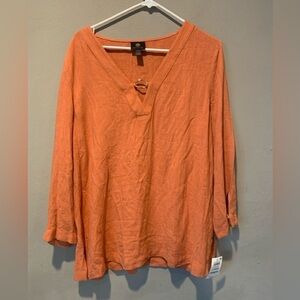 JM Collection Burnt Orange V-Neck Blouse